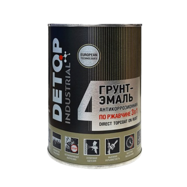 DETOP №4 - Тоттануға арналған праймер-эмаль 3-і 1-де - хаки (қорғаныс), 0,75л DTI-P07786 – Томскіде сатып алу | Detop | carpaint.kz