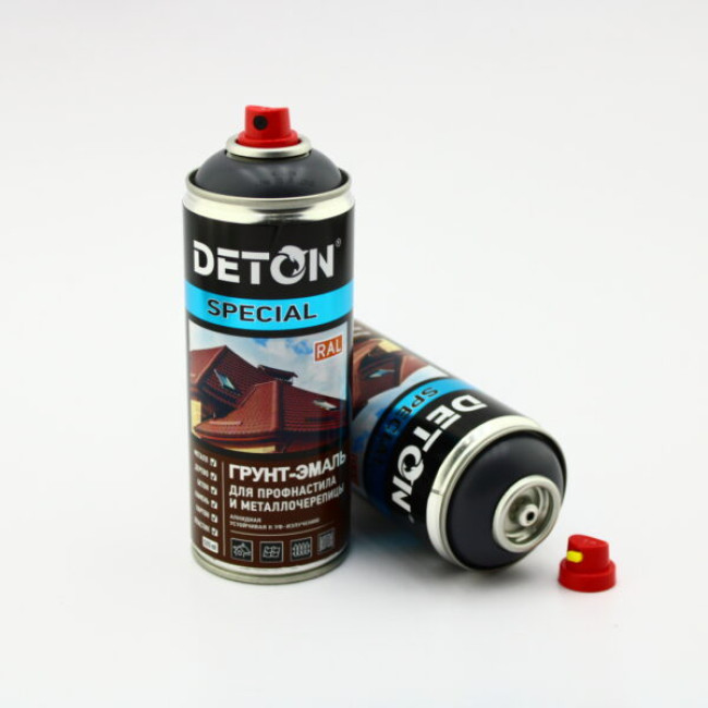 Deton RAL 7024 DETON SPECIAL - 金属瓷砖瓷漆底漆 - 石墨灰 - 气雾剂，520 毫升 DTN-A07288 图片 – 托木斯克 | carpaint.kz