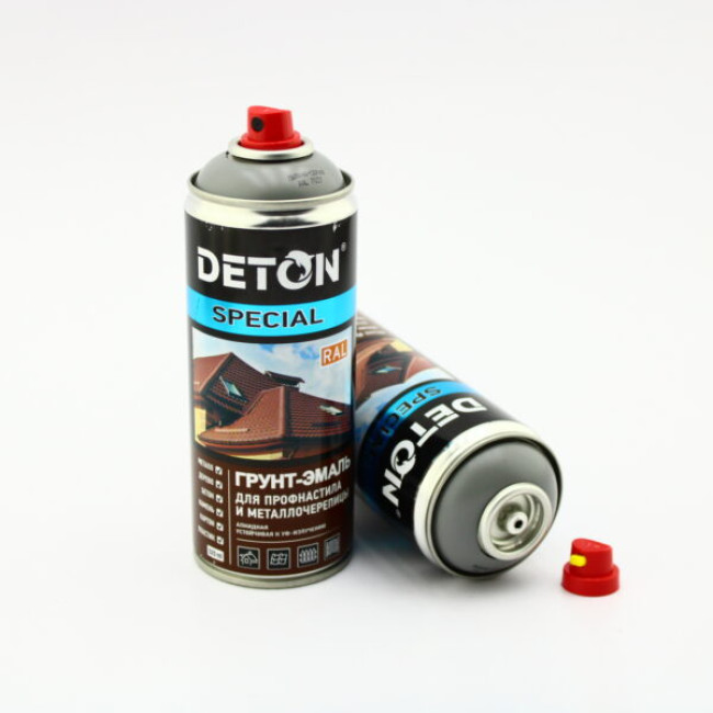 Deton RAL 7037 DETON SPECIAL - 金属瓷砖瓷漆底漆 - 灰灰色 - 气雾剂，520 毫升 DTN-A07321 图片 – 托木斯克 | carpaint.kz