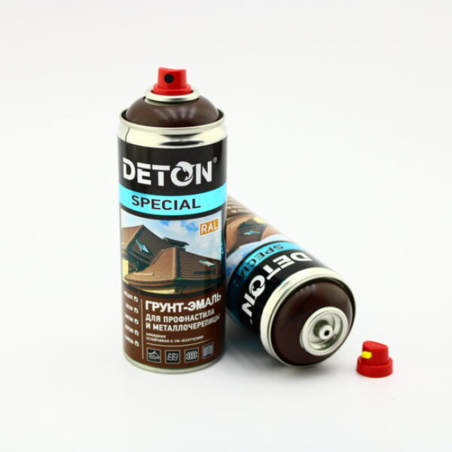 Deton RAL 8017 DETON SPECIAL - Primer-enamel for metal tiles - Chocolate Brown - Aerosol, 520 ml DTN-A07294 – buy in Tomsk | carpaint.kz