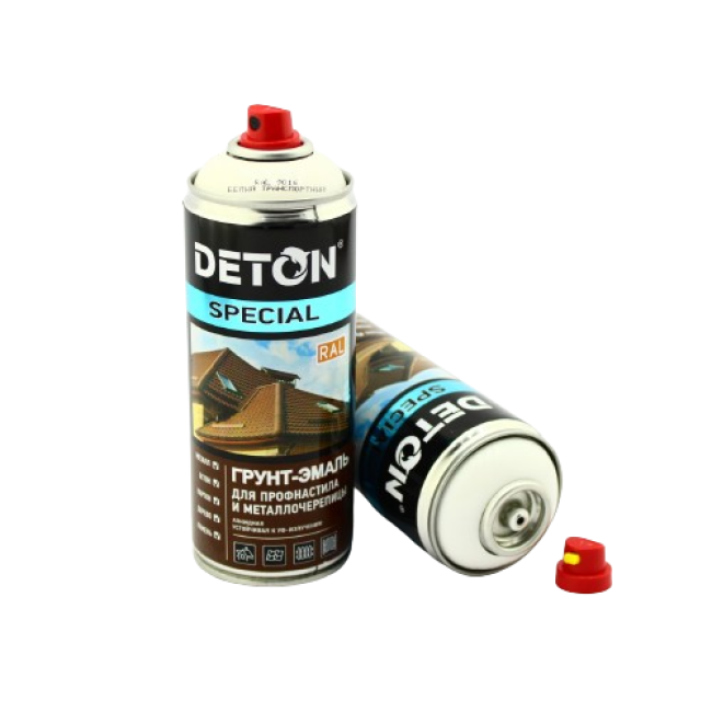 Deton RAL 9016 DETON SPECIAL - Primer-enamel for metal tiles - Transport white - Aerosol, 520 ml DTN-A07287 – buy in Tomsk | carpaint.kz