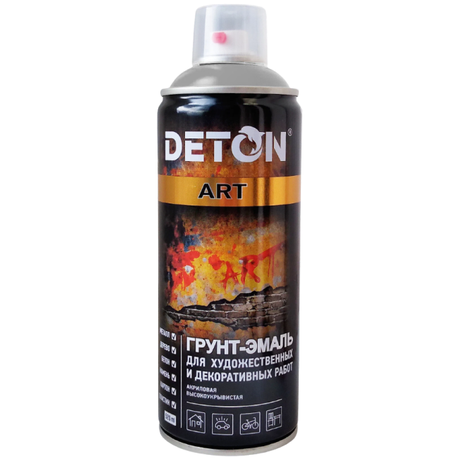 Deton 用于艺术和装饰作品的底漆珐琅 DETON ART 黑色，哑光，气雾剂 520 毫升 DTN-A70668 图片 – 托木斯克 | carpaint.kz