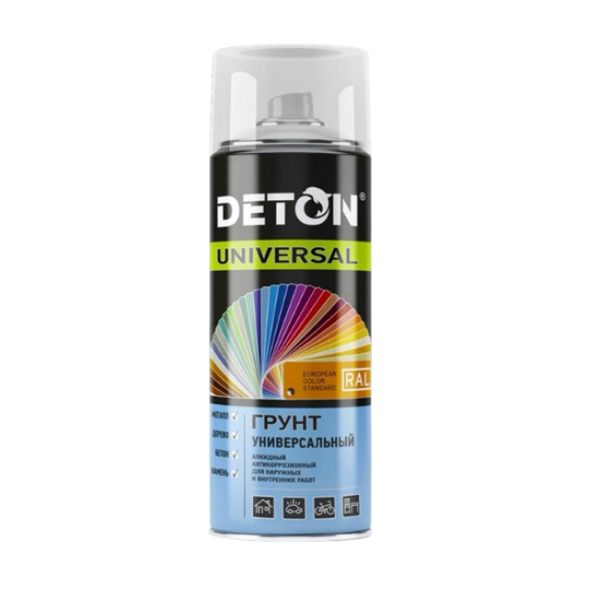 Deton 醇酸底漆 DETON UNIVERSAL - 浅灰色，防风雨，气雾剂，520 毫升 DTN-A46791 图片 – 托木斯克 | carpaint.kz