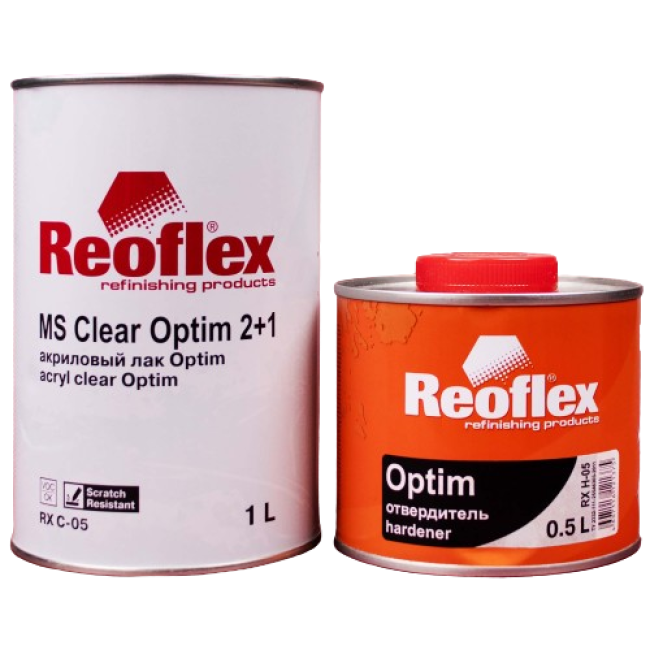 Reoflex Лак 2K MS Clear Optim 2:1 Акрил + Қатайтқыш MS, 1л + 0,5л RX C-05-1000 + RX H-05-500 – Томскіде сатып алу | Reoflex | carpaint.kz
