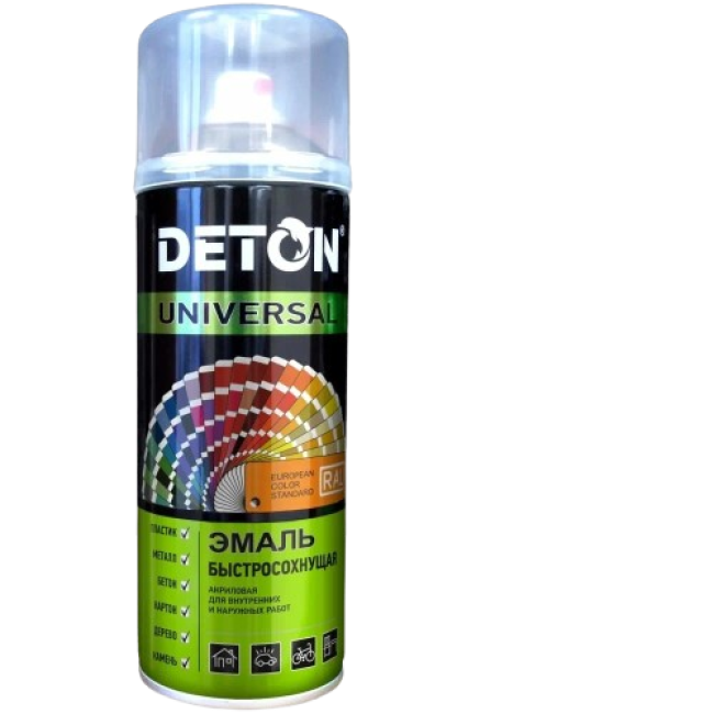 RAL 6032  DETON UNIVERSAL - Эмаль алкидная - Зеленый, атмосферостойкая, аэрозоль, 520 мл DTN-A46793 – купить в Томске | Deton | carpaint.kz