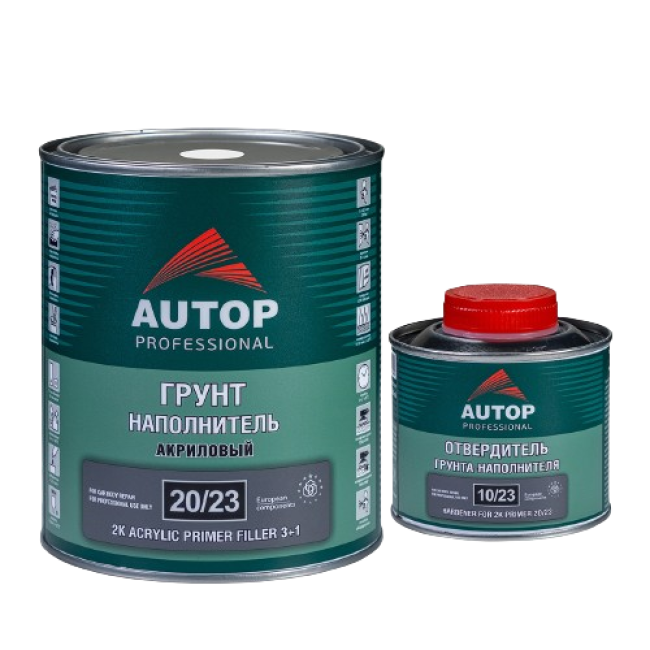 Autop AUTOP 20/23 - 2K Грунт-наполнитель акриловый 3+1 - Черный, комплект с отвердителем, 1.0+0.33л ATP-PR20/23-1/P2 + ATP-HR10/23-033 图片 – 托木斯克 | carpaint.kz