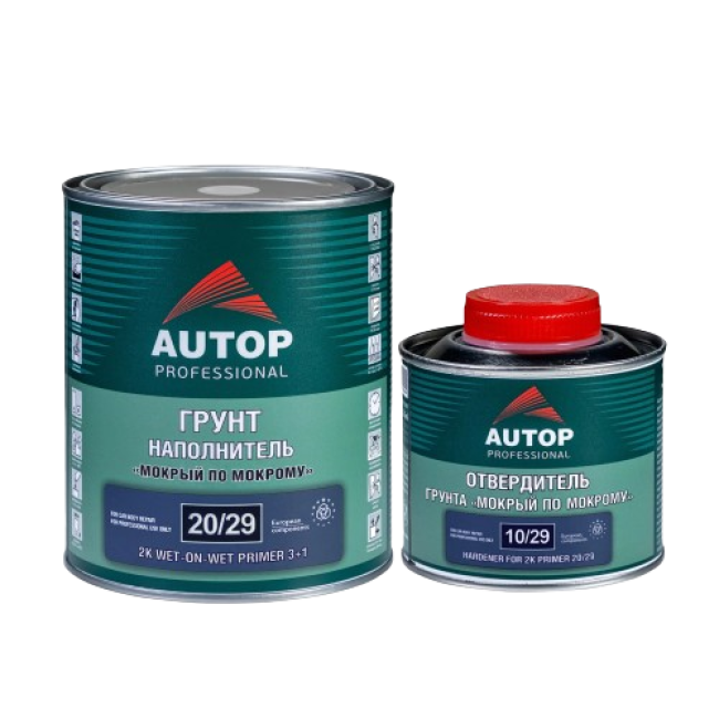 AUTOP 20/29 - 2K Грунт-наполнитель мокрый по мокрому 3+1 - серый, комплект с отвердителем ATP-PR20/29-1/P3 + ATP-HR10/29-033 – купить в Томске | Autop | carpaint.kz